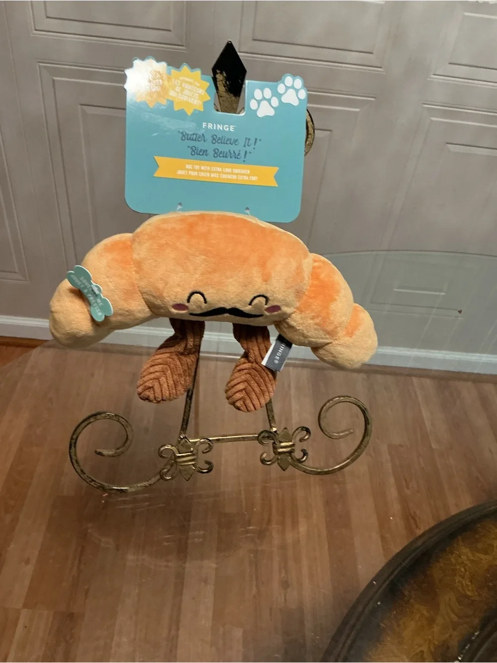 Brand New Fringe 10” Croissant With Leg Dog Toy w/ Squeaker & Crinkle,
